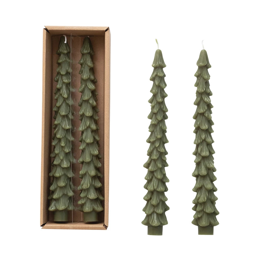 Green Tree Shaped Tapers - Boxed - 10
