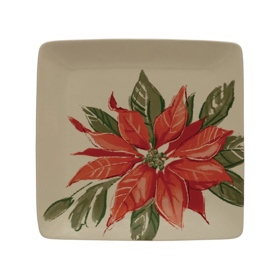 Square Poinsettia Plate